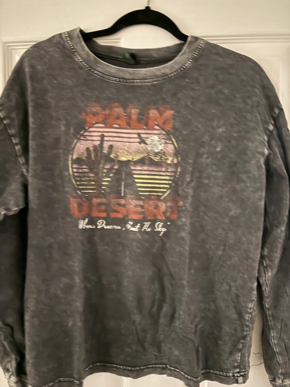 Palm Desert Graphic Women’s oversized Crewneck t- shirt - Washed Black